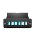 FHD MTP®-12 Cassette, 12 Fibers OM4 Multimode,  MTP® to 6x LC Duplex (Aqua), 0.35dB max