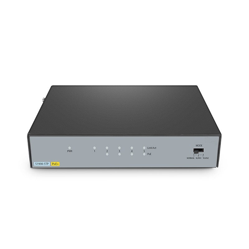 S1900-5TP Compatible, 5-Port Gigabit Ethernet L2 Unmanaged PoE+ Switch,4 x PoE+ Ports @60W, Metal, Fanless, Desktop/Wall-Mount