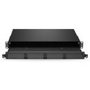 FHD High Density 1U Rack Mount Enclosure Unloaded, Sliding and Tilt-down Drawer, Holds up to 4 x FHD® Cassettes or Panels, 144 Fibers (LC), FHD-1UFMT-S