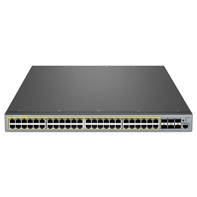 S5500-48T6SP-R Compatible, 48-Port Gigabit Ethernet L3 PoE+ Switch, 48 x PoE+ Ports @740W, with 6 x 10Gb SFP+, Support BVSS