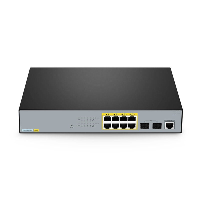 S2805S-8TF-P Compatible, 8-Port Gigabit Ethernet L2 PoE+ Switch, 8 x PoE+ Ports @140W, with 2 x 1Gb SFP Uplinks