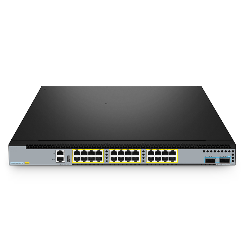 S5850-24XMG-U Compatible, 24-Port Ethernet L3 PoE++ Switch, 24 x PoE++ Ports @2200W, with 2 x 100Gb QSFP28, Support MLAG