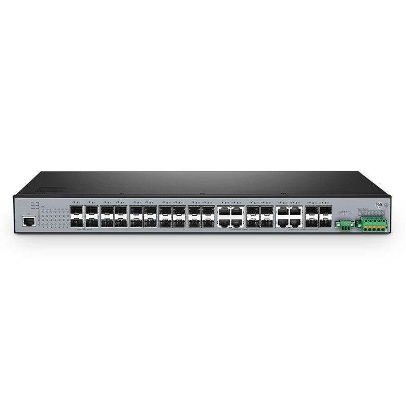 IES5100-24FS, 24-Port Gigabit Ethernet L3 Managed Industrial Switch, 24 x 1Gb SFP, with 8 x 1Gb Combo and 4 x 10Gb SFP+, -40 to 85°C Operating Temperature