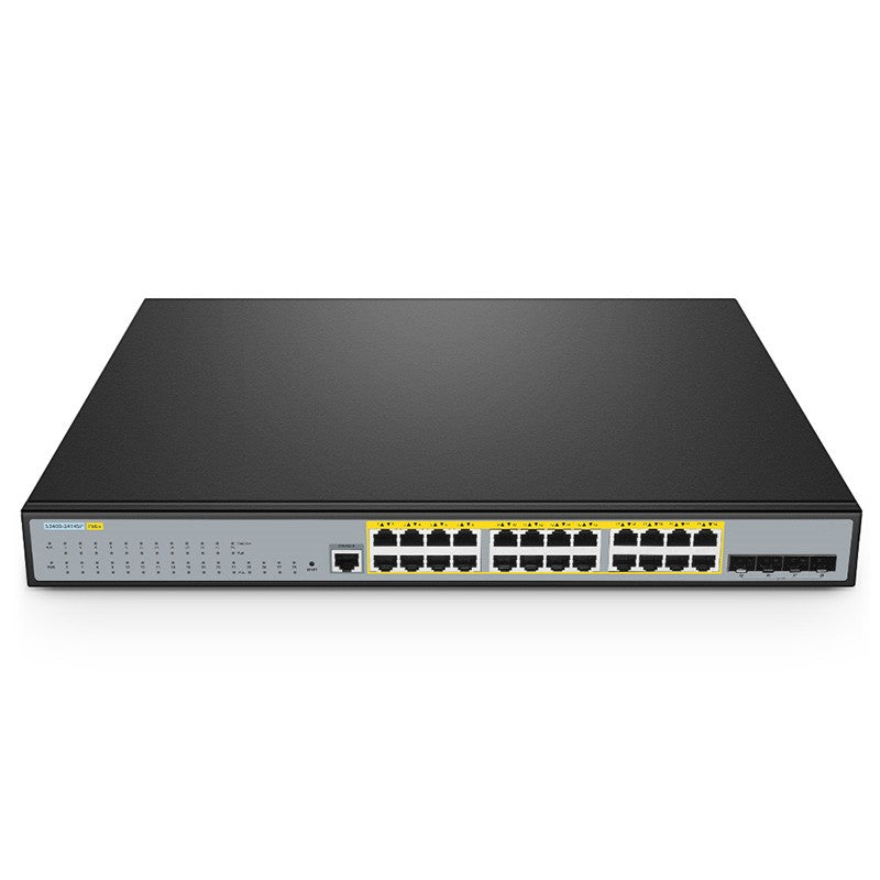 S3400-24T4SP Compatible, 24-Port Gigabit Ethernet PoE+ Switch, 24 x PoE+ Ports @370W, with 4 x 10Gb SFP+ Uplinks, Support BVSS