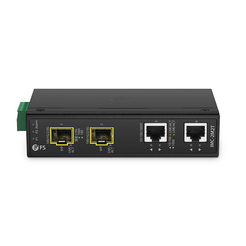 Industrial 2 x 10/100/1000Base-T RJ45 to 2 x 100/1000/2500Base-X SFP Slot Gigabit Ethernet Media Converter