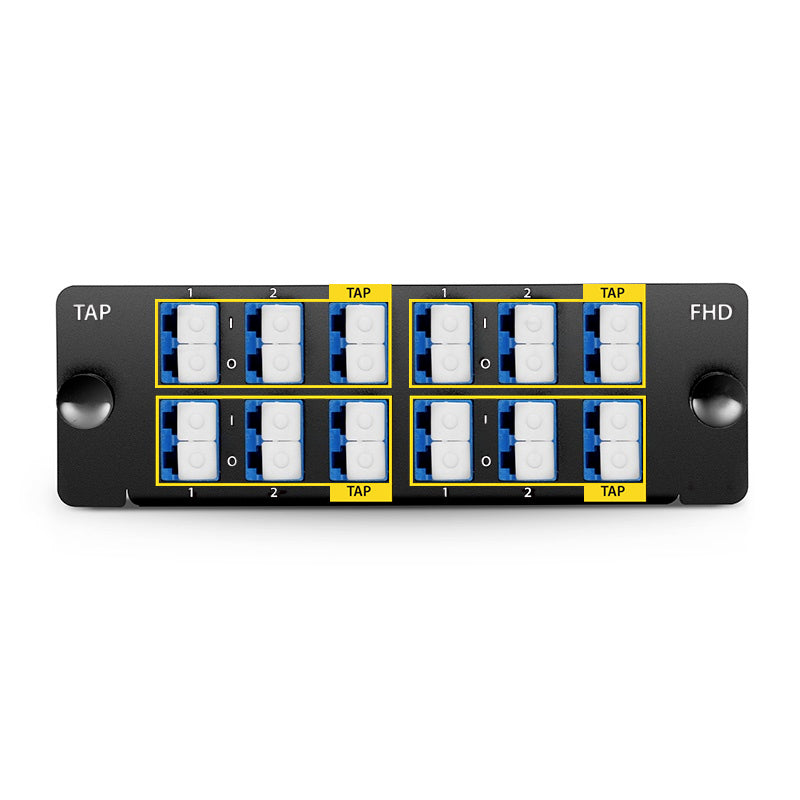 FHD Fiber TAP Cassette, OS2 Single Mode, 8 x LC Duplex Live Ports, 4 x LC Duplex TAP Ports