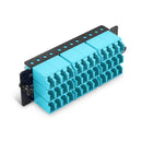 FHD Fiber Adapter Panel, 36 Fibers OM4 Multimode, 18 x Shuttered LC UPC Duplex (Aqua) Adapter, Ceramic Sleeve