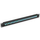 FHU 1U 19'' Fiber Adapter Panel, 48 Fibers OM4 MultiMode, 24x LC UPC Duplex (Aqua) Adapter, Ceramic Sleeve
