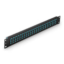 FHU 1U 19'' Fiber Adapter Panel, 48 Fibers OM4 Multimode, 24x SC UPC Duplex (Aqua) Adapter, Ceramic Sleeve