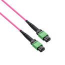 Pre-terminated MPO 2x2 Shuffle Breakout Cable, 16 Fibers, 2 x MPO-8 APC (Female) to 2 x MPO-8 APC (Female), Multimode (OM4), Type 2, LSZH/OFNP, 0.35dB Max, Breakout 80cm, Magenta
