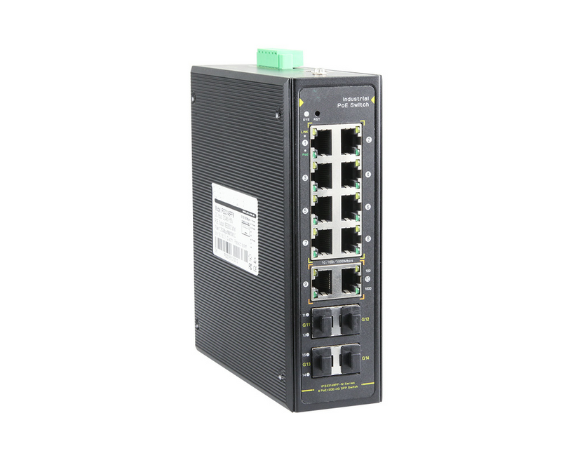 IES3100-8TF-P, 8-Port Gigabit Ethernet L2+ Managed Industrial PoE+ Switch, 8 x PoE+ Ports @240W, with 2 x 1/2.5Gb SFP, -40 to 75°C Operating Temperature