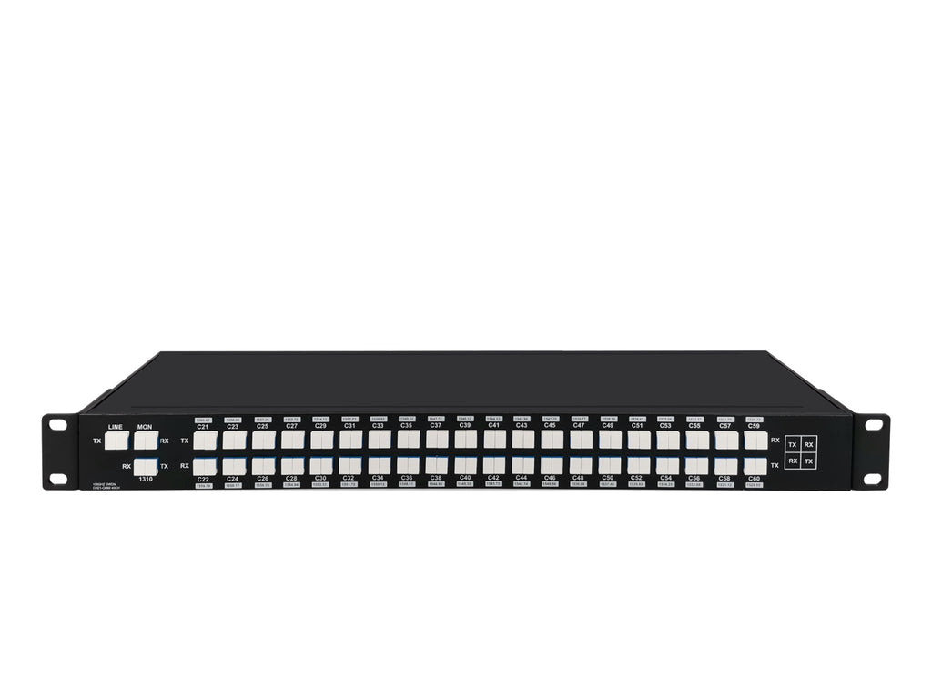 AAWG 40CH 100GHz C21-C60 Dual Fiber, with 1310nm and Mon, 3.0dB Typical IL, LC/UPC, DWDM Mux Demux, 1U Rack Mount, FMU-D402160M
