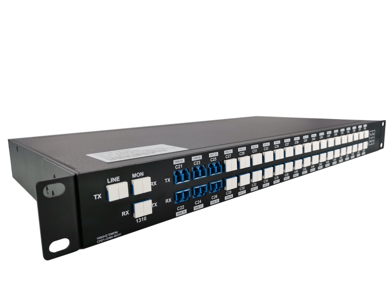 AAWG 40CH 100GHz C21-C60 Dual Fiber, with 1310nm and Mon, 3.0dB Typical IL, LC/UPC, DWDM Mux Demux, 1U Rack Mount, FMU-D402160M