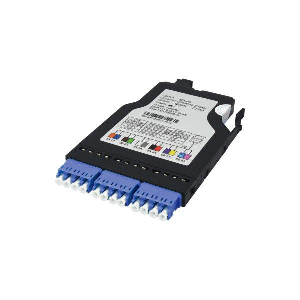 FHX MPO-12 Cassette, 12Fibers OS2 Singemode, MPO to 3x LC Quad (Blue), 0.35dB max