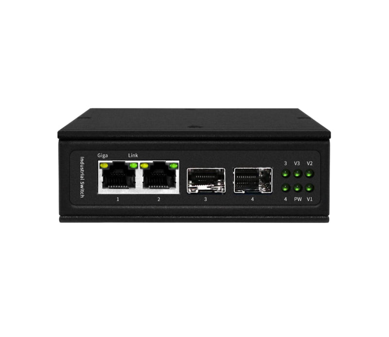 Industrial 2 x 10/100/1000Base-T RJ45 to 2 x 100/1000Base-X SFP Slot Gigabit PoE++ Ethernet Media Converter