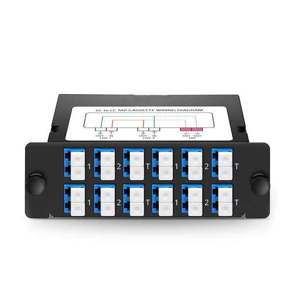 FHD Fiber TAP Cassette, OS2 Single Mode, 8 x LC Duplex Live Ports, 4 x LC Duplex TAP Ports