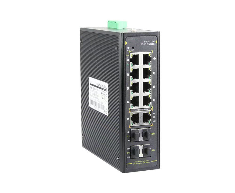 8-Port Gigabit Ethernet L2+ Managed Industrial PoE+ Switch, 8 x PoE+ Ports @240W, with 2 x 2.5Gb SFP,and 2 x 1Gb SFP, -40 to 75°C Operating Temperature