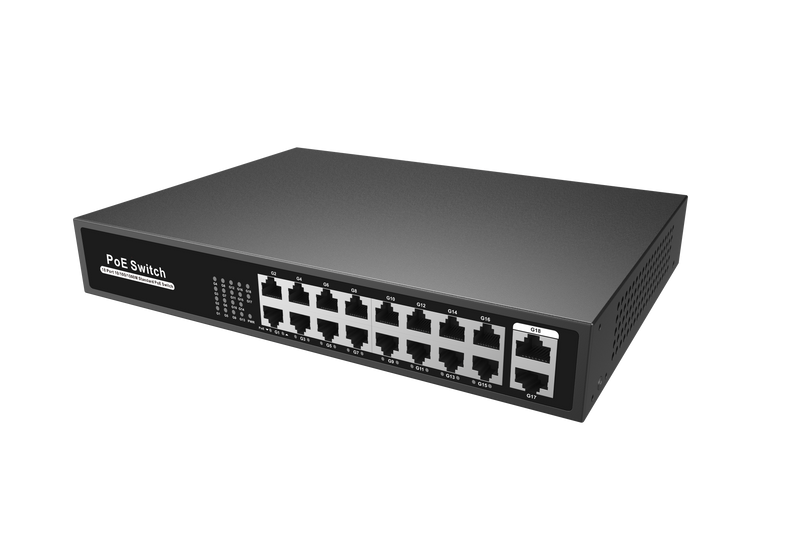 S1900-16TP-C, 16-Port Gigabit Ethernet L2 Unmanaged PoE+ Switch, 16 x PoE+ Ports@135W, Metal, Fanless, Desktop/Rackmount