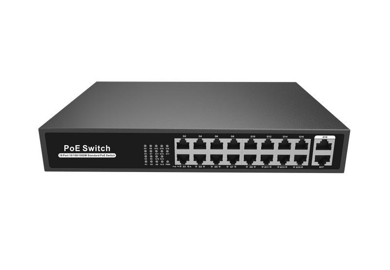 S1900-16TP-C, 16-Port Gigabit Ethernet L2 Unmanaged PoE+ Switch, 16 x PoE+ Ports@135W, Metal, Fanless, Desktop/Rackmount