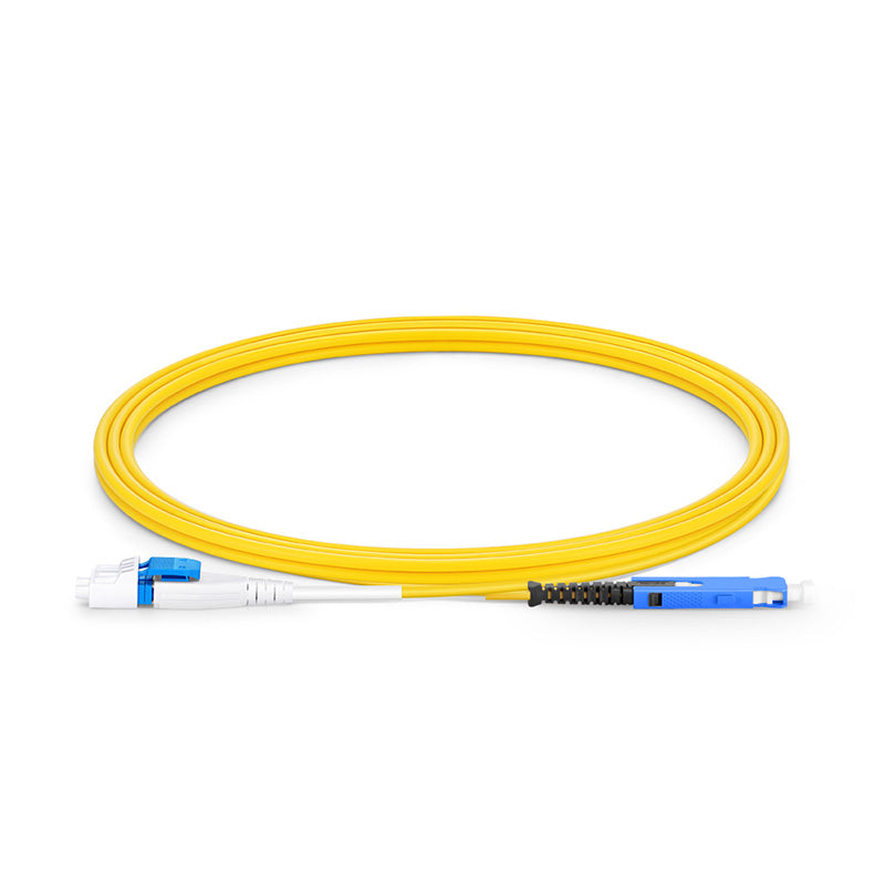 SN-LC UPC Flat Clip Uniboot Duplex OS2 Single Mode PVC (OFNR) 2.0mm Fiber Optic Patch Cable, for 200/400G