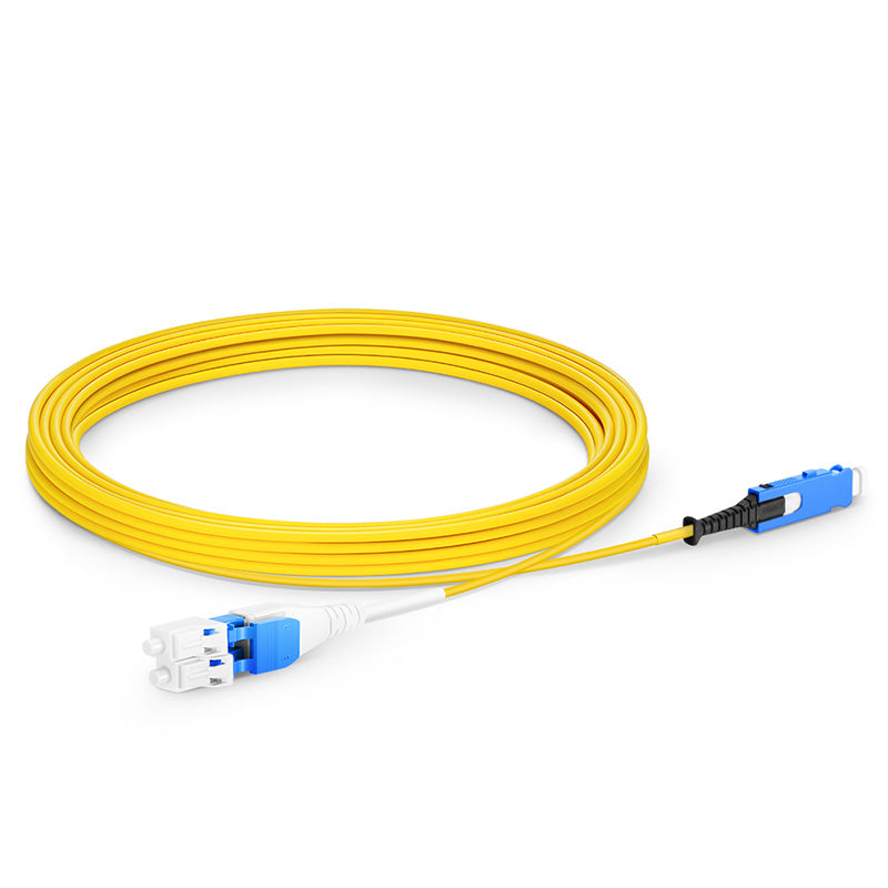 SN-LC UPC Flat Clip Uniboot Duplex OS2 Single Mode PVC (OFNR) 2.0mm Fiber Optic Patch Cable, for 200/400G