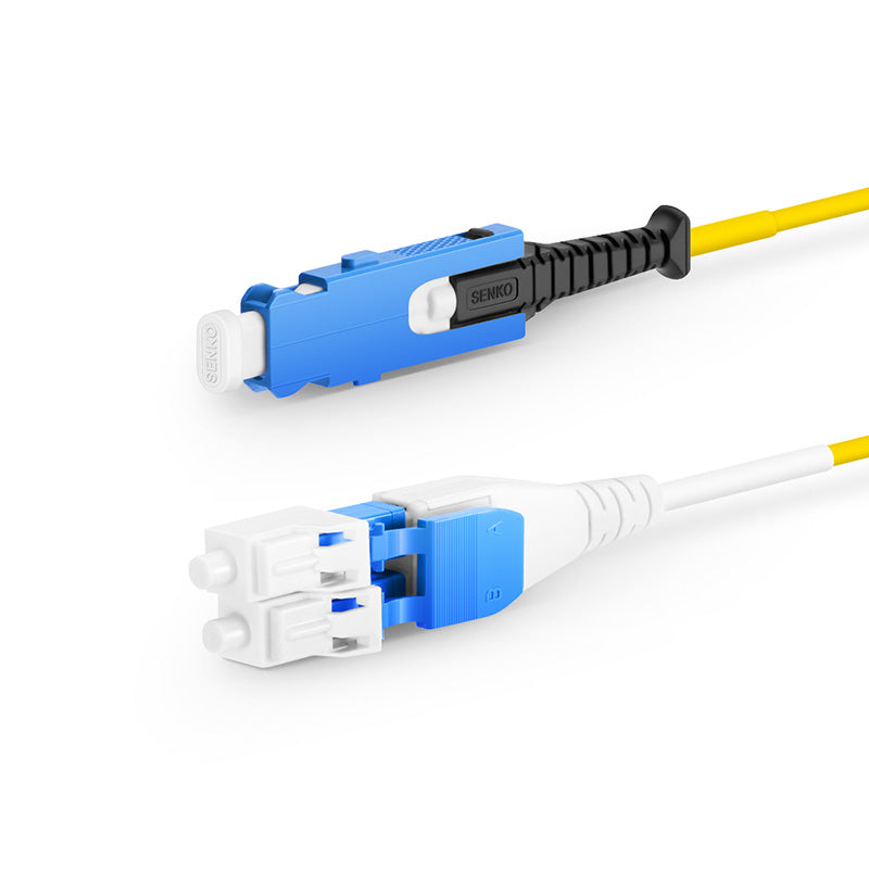 SN-LC UPC Flat Clip Uniboot Duplex OS2 Single Mode PVC (OFNR) 2.0mm Fiber Optic Patch Cable, for 200/400G