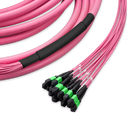 Pre-terminated MPO 2x2 Shuffle Trunk Cable, 128 Fibers, 16 x MPO-8 APC (Male) to 16 x MPO-8 APC (Male), Multimode (OM4), Type 2, LSZH/OFNP, 0.35dB Max, Breakout 80cm, Magenta