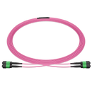 Pre-terminated MPO 2x2 Shuffle Breakout Cable, 16 Fibers, 2 x MPO-8 APC (Female) to 2 x MPO-8 APC (Female), Multimode (OM4), Type 2, LSZH/OFNP, 0.35dB Max, Breakout 80cm, Magenta