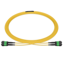 Pre-terminated MPO 2x2 Shuffle Breakout Cable, 16 Fibers, 2 x MPO-8 APC (Female) to 2 x MPO-8 APC (Female), Single Mode (OS2), Type 2, LSZH/OFNP, 0.35dB Max, Breakout 80cm, Yellow