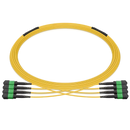 Pre-terminated MPO 4x4 Shuffle Trunk Cable, 32 Fibers, 4 x MPO-8 APC (Male) to 4 x MPO-8 APC (Male), Single Mode (OS2), Type 4, LSZH, 0.35dB Max, Breakout 80cm, Yellow