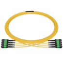 Pre-terminated MPO 4x4 Shuffle Trunk Cable, 32 Fibers, 4 x MPO-8 APC (Female) to 4 x MPO-8 APC (Female), Single Mode (OS2), Type 4, LSZH, 0.35dB Max, Breakout 80cm, Yellow