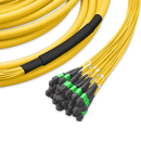 Pre-terminated MPO 4x4 Shuffle Trunk Cable, 256 Fibers, 32 x MPO-8 APC (Male) to 32 x MPO-8 APC (Male), Single Mode (OS2), Type 4, LSZH, 0.35dB Max, Breakout 80cm, Yellow