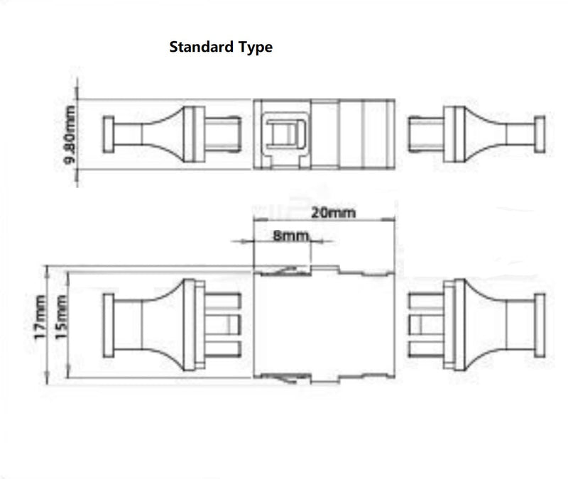 US Conec MTP®-8/12/24 Fiber Optic Adapter/Coupler, Black, Standard/SC Footprint, Reduced Flange