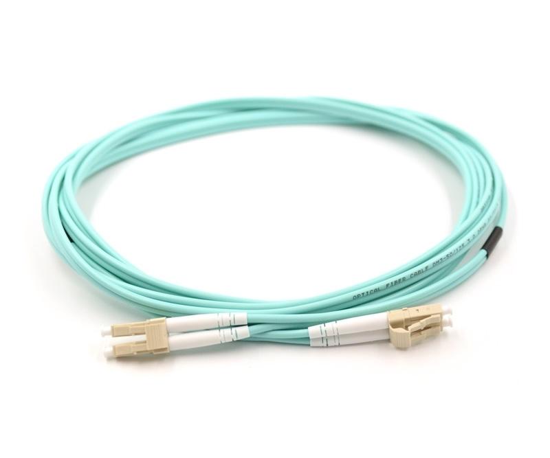 LC UPC to LC UPC Duplex OM4 Multimode Armored PVC (OFNR) 3.0mm Fiber Optic Patch Cable