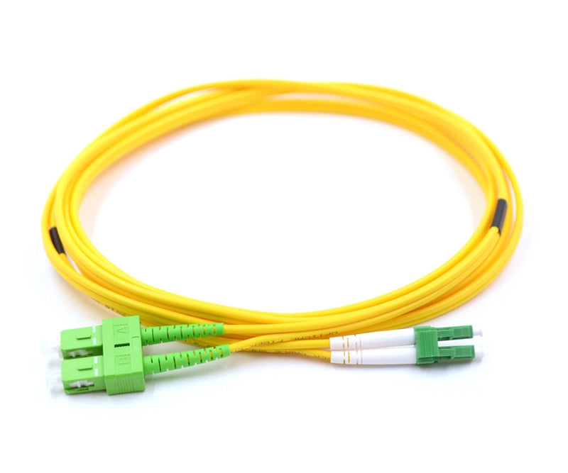 LC APC to SC APC Duplex OS2 Single Mode 2.0mm Fiber Optic Patch Cable