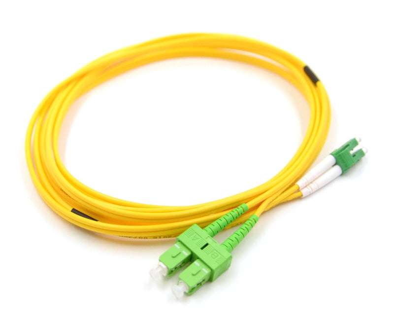 LC APC to SC APC Duplex OS2 Single Mode 2.0mm Fiber Optic Patch Cable