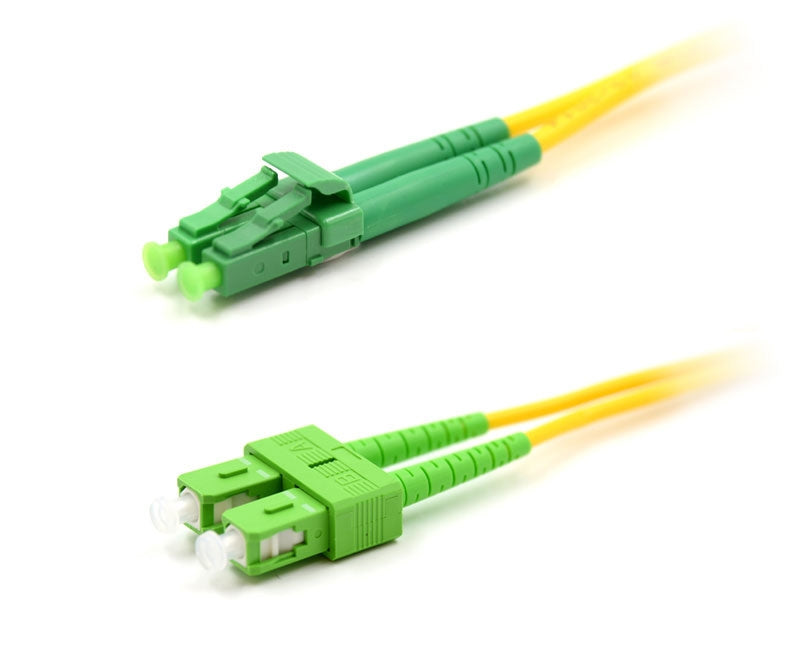 LC APC to SC APC Duplex OS2 Single Mode 2.0mm Fiber Optic Patch Cable