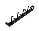 Horizontal Pass-Thru Manager, 1RU, 4 D-rings & Brush Strip, 3.46 in. Depth