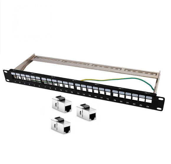 CAT6 High-Density Feed Through Patch Panel - 24 Port, 1U