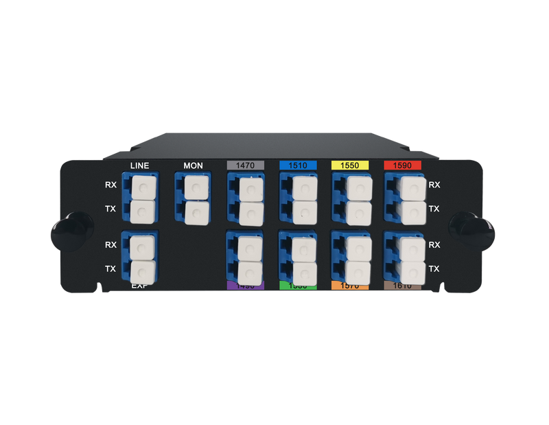 8CH 1470-1610nm, with Monitor and Expansion Port, LC/UPC, Dual Fiber, High Density CWDM Mux Demux, FHD Plug-in Module