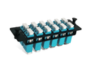 FHD Fiber Adapter Panel, 24 Fibers OM4 MultiMode, 12x LC UPC Duplex (Aqua) Adapter, Ceramic Sleeve