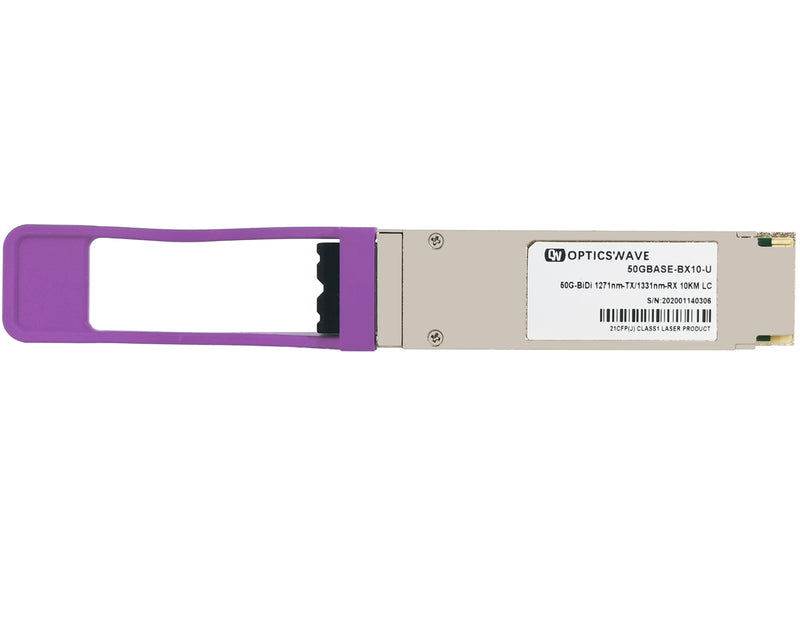 50GBASE-BX10-U QSFP28 PAM4 1271nm-TX/1331nm-RX 10km DOM LC SMF Transceiver Module