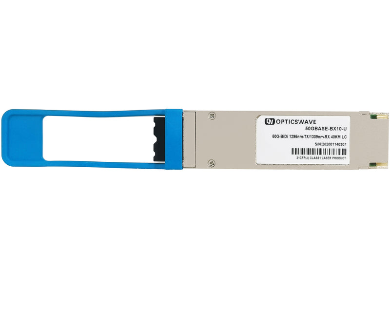 50GBASE-BX40-U QSFP28 PAM4 1295nm-TX/1309nm-RX 40km DOM LC SMF Transceiver Module