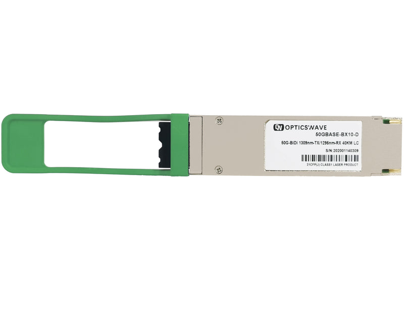 50GBASE-BX40-D QSFP28 PAM4 1309nm-TX/1295nm-RX 40km DOM LC SMF Transceiver Module