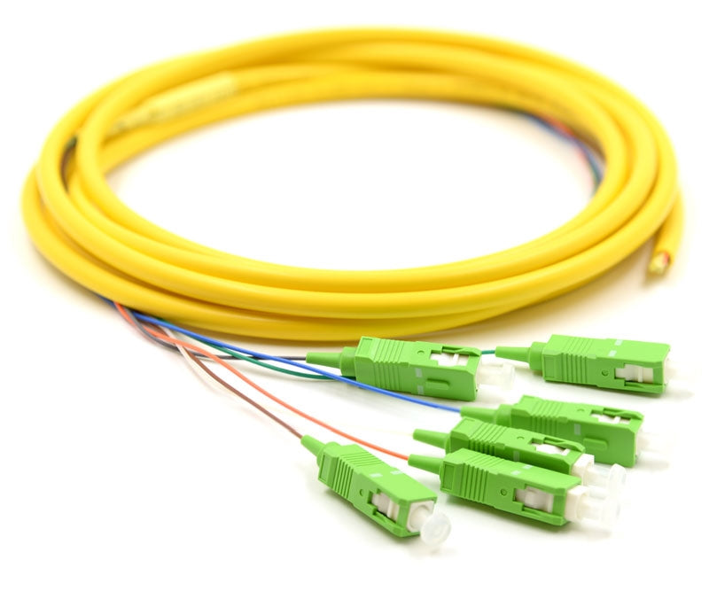 6 Fiber SC/APC Pigtail, Single-mode, OS2 Single-mode, OS2, 9/125, Fiber Optic Pigtail