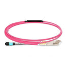 MTP Female to 4 LC UPC Duplex 8 Fibers LSZH OM4 50/125 MMF Elite Breakout Cable, Magenta