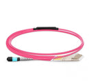 MTP Female to 6 LC UPC Duplex 12 Fibers LSZH OM4 50/125 MMF Elite Breakout Cable, Magenta