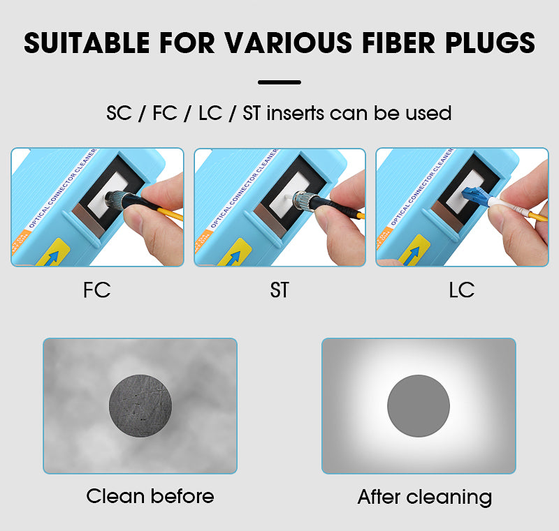 Optical Fiber Connector Cleaner KCC-55 Fiber Conector Cleaning Box Cassette 500 Times Cassette Cleaner