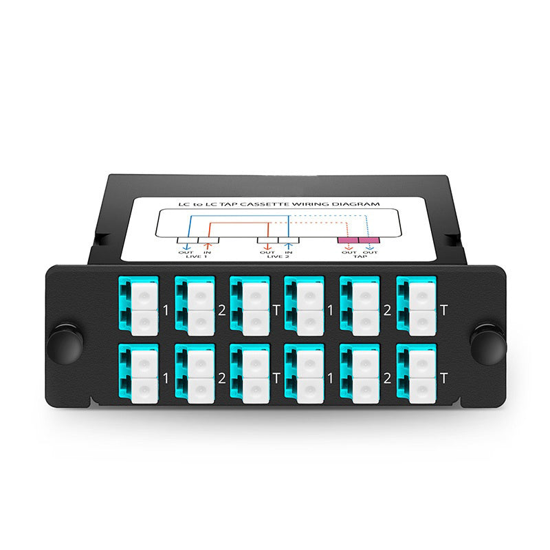 FHD Fiber TAP Cassette, OM4 Multimode, 8 x LC Duplex Live Ports, 4 x LC Duplex TAP Ports