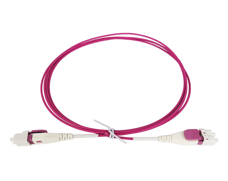 LC UPC to LC UPC Flat Clip Uniboot Duplex OM4 Multimode PVC (OFNR) 2.0mm BIF Fiber Optic Patch Cable